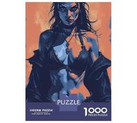 Puzzle Per Adolescenti 1000 Pezzi Dark-Haired Woman in Blue And Orange Puzzle Per Adulti Gioco Pratico Decorazione Perfetta Compleanni E Regali 38x26cm/1000pcs