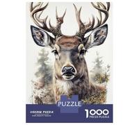 Puzzle Per Adolescenti 1000 Pezzi Deer Face Nature Animal Puzzle Per Adulti Gioco Rompicapo Decorazione Per La Casa Aiuta Ad Allenare Il Cervello 52x38cm/1000pcs