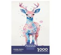 Puzzle Per Adolescenti 1000 Pezzi Deer Watercolor Puzzle Per Adulti Gioco Rompicapo Decorazione Da Parete Regalo Antistress 70x50cm/1000pcs