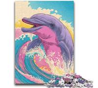 Puzzle per adolescenti 1000 pezzi delfino arcobaleno aiuta il cervello a esercitare giocattoli avvincenti per coltivare la pazienza decorazione perfetta 50x75cm