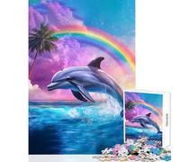 Puzzle per adolescenti 1000 pezzi delfino che salta arcobaleno decorazione per la casa giocattoli regalo compleanno gioco educativo migliora l'amore tra coppie dimensioni 38x26cm