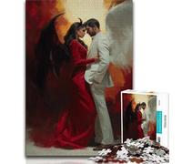 Puzzle per adolescenti 1000 pezzi Demoni e angeli 1000 pezzi per adolescenti, per ammazzare il tempo durante le vacanze a casa con poster abbinato e foglio di quiz (dimensioni 75x50cm)