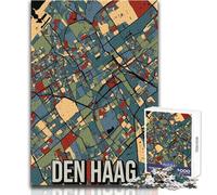 Puzzle per adolescenti 1000 pezzi Den Haag, Paesi Bassi, mappa della città, bellissimo gioco di design per il divertimento in famiglia, giocattoli antistress, dimensioni 38x52cm