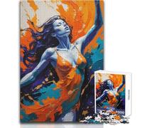 Puzzle per adolescenti 1000 pezzi dipinto astratto danza ardente ritratto di donna gioco stimolante giocattoli attività per la famiglia giocattolo educativo dimensioni 38x52cm