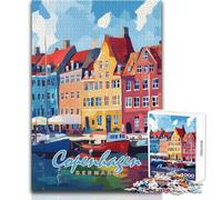 Puzzle per adolescenti 1000 pezzi Dipinto del porto di Copenaghen Decorazione perfetta Gioco pratico Regali di Babbo Natale segreto (dimensioni 50x75cm)
