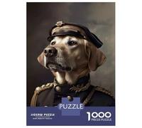 Puzzle Per Adolescenti 1000 Pezzi Dog in Military Uniform And Hat Puzzle Per Adulti Gioco Per Famiglie Corsa Di Velocità Manuale Compleanno 70x50cm/1000pcs