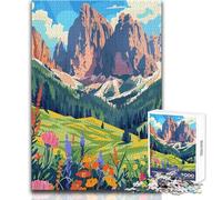 Puzzle per adolescenti 1000 pezzi Dolomiti Italia Illustrazione minimalista Bellissimo design Gioco per divertimento in famiglia Giocattoli antistress Dimensioni 38x26cm