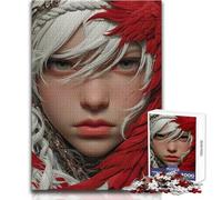 Puzzle per adolescenti 1000 pezzi Donna albina con piume rosse Gioco stimolante Giocattoli Attività per la famiglia Giocattolo educativo Dimensioni 38x52cm