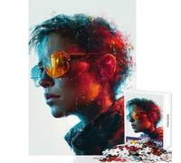 Puzzle per adolescenti 1000 pezzi Donna con occhiali da sole ritratto astratto Giocattolo Decorazione da parete Opera d'arte Regalo Gioco per famiglie Interazione genitore-figlio Dimensioni 50x75cm