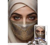 Puzzle per adolescenti 1000 pezzi donna musulmana che indossa l'hijab decorazione per la casa giocattoli regalo di compleanno giochi rilassanti collezione di artisti belle arti dimensioni 38x26cm