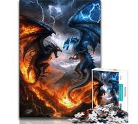 Puzzle per adolescenti 1000 pezzi Drago di ghiaccio e fuoco 1000 pezzi per adulti sfida di intelligenza cerebrale giocattoli avvincenti per la decorazione della casa 75x50cm