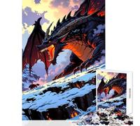 Puzzle per adolescenti 1000 pezzi Drago su montagna innevata Giocattolo educativo Ottimo regalo per giochi Gioco impossibile con poster abbinato e foglio di quiz Dimensioni 38x52cm