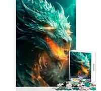 Puzzle per adolescenti 1000 pezzi drago verde luminoso giocattoli antistress regali di compleanno gioco per famiglie lista dei desideri con Babbo Natale dimensioni 38x52cm