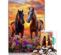 Puzzle per adolescenti 1000 pezzi Due cavalli, antistress, sfida difficile, decorazioni e regali unici per la casa, 38x26cm