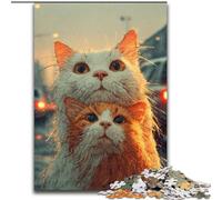 Puzzle per adolescenti 1000 pezzi Due gatti, attività per famiglie che rafforzano l'amore tra coppie per età 14+ 50x75cm