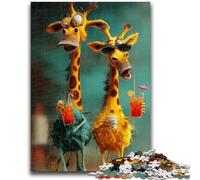 Puzzle per adolescenti 1000 pezzi Due giraffe Giocattoli educativi didattici Giochi per famiglie Migliorano l'amore tra coppie 50x75cm