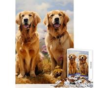 Puzzle per adolescenti 1000 pezzi Due Golden Retriever Giocattolo Decorazione da parete Idee regalo Gioco rompicapo Migliora l'amore tra coppie Dimensioni 38x26cm