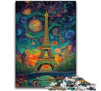 Puzzle per adolescenti 1000 pezzi Eiffel psichedelico, allena il tuo cervello e le tue mani, regali di compleanno unici per età 14+ 50X75CM