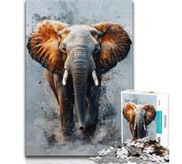 Puzzle per adolescenti 1000 pezzi Elefante dipinto a olio, antistress sfida difficile arredamento unico per la casa e regali 50x75cm