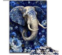 Puzzle per adolescenti 1000 pezzi Elefante floreale Giochi educativi Gioco educativo per compleanno, Natale e età 14 (dimensioni 26x38cm)