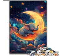 Puzzle per adolescenti 1000 pezzi Elefante sulla luna, attività per famiglie che rafforza l'amore tra coppie per età 14+ 50x75cm