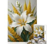 Puzzle per adolescenti 1000 pezzi Elegante giglio bianco con accenti gialli Decorazione per la casa Giocattoli Regalo divertente Gioco rompicapo Difficile e stimolante Dimensioni 38x52cm