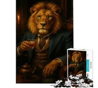 Puzzle per adolescenti 1000 pezzi Elegante leone gentiluomo con un drink Gioco pratico Giocattolo Gioco intellettuale Regalo di compleanno Regalo per donne (Dimensioni 38x52cm)