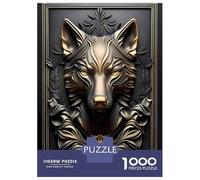 Puzzle Per Adolescenti 1000 Pezzi Epic Golden Wolf Statue Puzzle Per Adulti Giochi Rilassanti Regalo Di Compleanno Divertimento A Casa Attività, 70x50cm/1000pcs