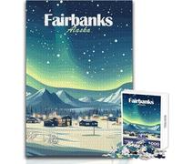Puzzle per adolescenti 1000 pezzi Fairbanks Alaska Aurora boreale Scena invernale Bellissimo gioco di design per il divertimento in famiglia Giocattoli antistress Dimensioni 38x26cm