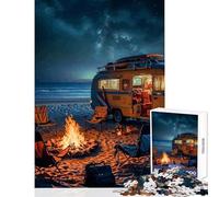 Puzzle per adolescenti 1000 pezzi Falò in riva al mare Giocattolo Decorazione da parete Idee regalo Gioco rompicapo Migliora l'amore tra coppie Dimensioni 38x52cm