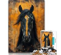 Puzzle per adolescenti 1000 pezzi Fantasy Black Horse 1000 pezzi per adulti, antistress per ammazzare il tempo durante le vacanze, per migliorare l'amore tra coppie (dimensioni 75x50cm)