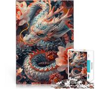 puzzle per adolescenti 1000 pezzi Fantasy Red Dragon Floral Herausfordernd Schwierig Tolles Geschenk für Spiele52x38cm