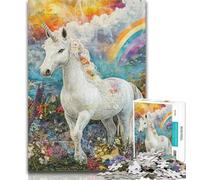 Puzzle per adolescenti 1000 pezzi Fantasy White Unicorn 1000 pezzi per adolescenti, per ammazzare il tempo durante le vacanze a casa con pezzi completamente interconnessi di forma casuale 50x75cm