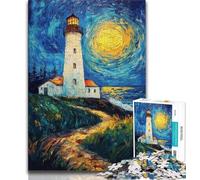 Puzzle per adolescenti 1000 pezzi Faro sotto il cielo notturno Puzzle per adolescenti, giochi educativi Decorazione per la casa Adatto per la decorazione della scrivania (dimensioni 75x50cm)
