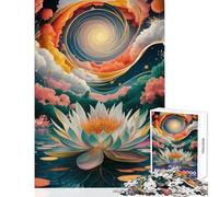 Puzzle per adolescenti 1000 pezzi Fiore di loto in un paesaggio surreale Giocattolo Decorazione da parete Regalo di compleanno Gioco pratico Difficile e stimolante Dimensioni 50x75cm