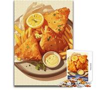 Puzzle per adolescenti 1000 pezzi Fish and Chips Illustrazione Bellissimo gioco di design per divertimento in famiglia Giocattoli antistress Dimensioni 50x75cm
