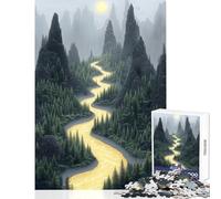 Puzzle per adolescenti 1000 pezzi Fiume dorato attraverso le montagne Giocattoli antistress Regalo di compleanno Giochi divertenti Attività divertenti a casa,dimensioni 38x52cm
