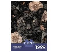 Puzzle Per Adolescenti 1000 Pezzi Floral Black Leopard Puzzle Per Adulti Giochi Rilassanti Un'opera D'arte Regali Di Natale E Compleanno 70x50cm/1000pcs