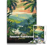 Puzzle per adolescenti 1000 pezzi Foresta pluviale amazzonica Colombia Illustrazione Gioco stimolante Giocattoli Attività per la famiglia Giocattolo educativo Dimensioni 50x75cm