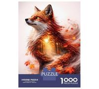Puzzle Per Adolescenti 1000 Pezzi Fox Double Exposure Nature Silhouette Puzzle Per Adulti Giochi Rilassanti Regalo Di Compleanno Divertimento A Casa Attività, 52x38cm/1000pcs