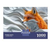 Puzzle Per Adolescenti 1000 Pezzi Fox Portrait in White Abstract Waves Puzzle Per Adulti Giochi Per Famiglie Antistress Gioco Stimolante Regali 52x38cm/1000pcs