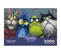 Puzzle Per Adolescenti 1000 Pezzi Funny Cats Art Print-2 Puzzle Per Adulti Gioco Rompicapo Decorazione Da Parete Regalo Antistress 38x26cm/1000pcs
