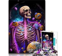 Puzzle per adolescenti 1000 pezzi Galactic Skeletal Bloom 1000 pezzi per adolescenti con poster abbinato e foglio di quiz per età dai 14 anni in su 75x50cm