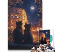 Puzzle per adolescenti 1000 pezzi Gatti a Roma Notte Analisi e giochi di logica educativi per ragazzi dai 14 anni in su 50x75cm