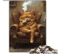 Puzzle per adolescenti 1000 pezzi Gatto che fuma, gioco per famiglie, antistress, sfida difficile, rafforza l'amore tra coppie (dimensioni 26x38cm)