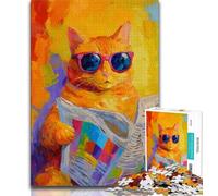 Puzzle per adolescenti 1000 pezzi Gatto che legge il giornale Puzzle per adulti,giochi di attività stimolanti per famiglie Giocattolo fai da te per decorazioni murali per la casa Regali (75x50cm)