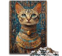 Puzzle per adolescenti 1000 pezzi Gatto dell'antico Egitto, sfida difficile, antistress, ideale come regalo per tutta la famiglia, 50x75cm