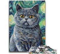 Puzzle per adolescenti 1000 pezzi Gatto dipinto a olio Sfida di intelligenza cerebrale Giocattoli avvincenti Regalo di compleanno, regali, arte murale 26x38cm