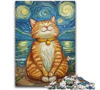 Puzzle per adolescenti 1000 pezzi Gatto in meditazione Aiuta il cervello a esercitare Giocattoli avvincenti per coltivare la pazienza Decorazione perfetta 26x38cm