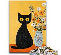 Puzzle per adolescenti 1000 pezzi Gatto nero astratto artistico Adatto a persone dai 14 anni in su Gioco educativo Sfida Giocattolo Regalo per compleanni 50x75cm